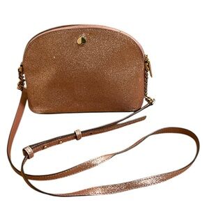 Kate Spade Burgess Court Small Dome Crossbody Pink Rose Gold Glitter